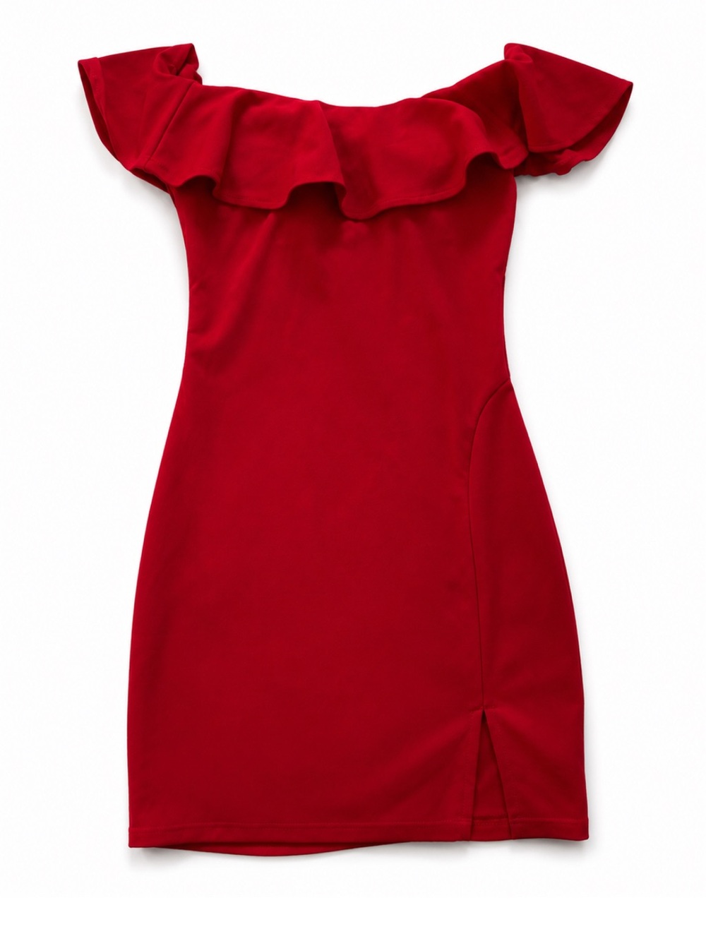Sequin Hearts Red Off Shoulder Ruffle Bodycon Dress Size 5